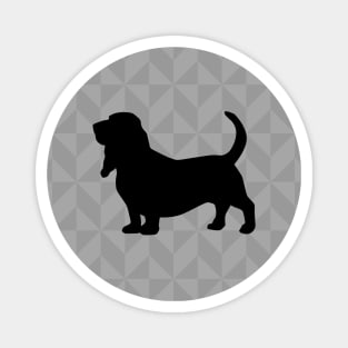Basset Hound Dog Lover Gift - Scandi Geometric Silhouette Magnet
